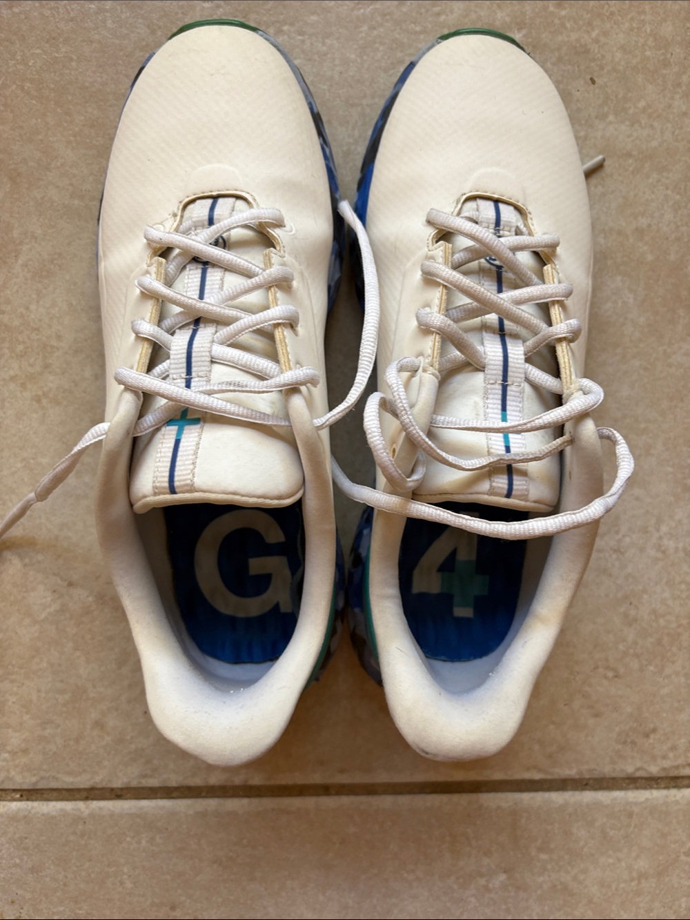 G/FORE White and Blue Men's Golf Sneakers